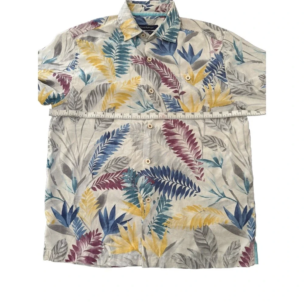 Tommy Bahama Shirt Mens Small Tropical Floral Silk Blend‎ Hawaiian